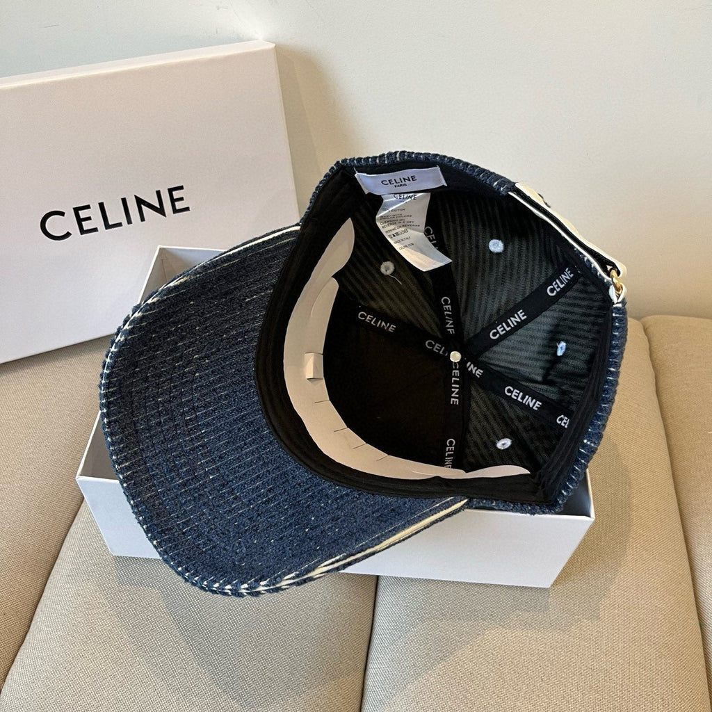 CELINE BASEBALL CAP MODEL 650191 IN NAVY BLUE CORDUROY