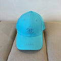 CHANEL BASEBALL HAT IN BRIGHT CYAN COTTON 672892
