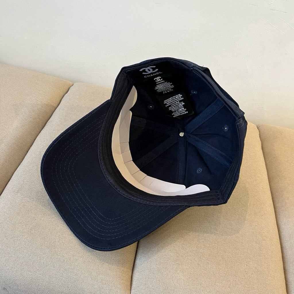 CHANEL BASEBALL HAT IN NAVY BLUE COTTON 672894