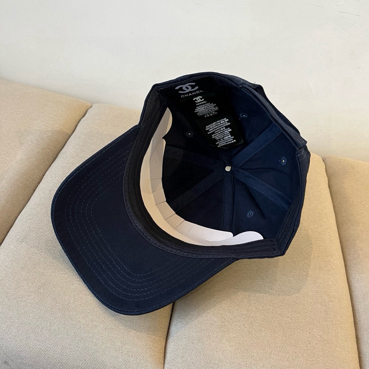 CHANEL BASEBALL HAT IN NAVY BLUE COTTON 672894