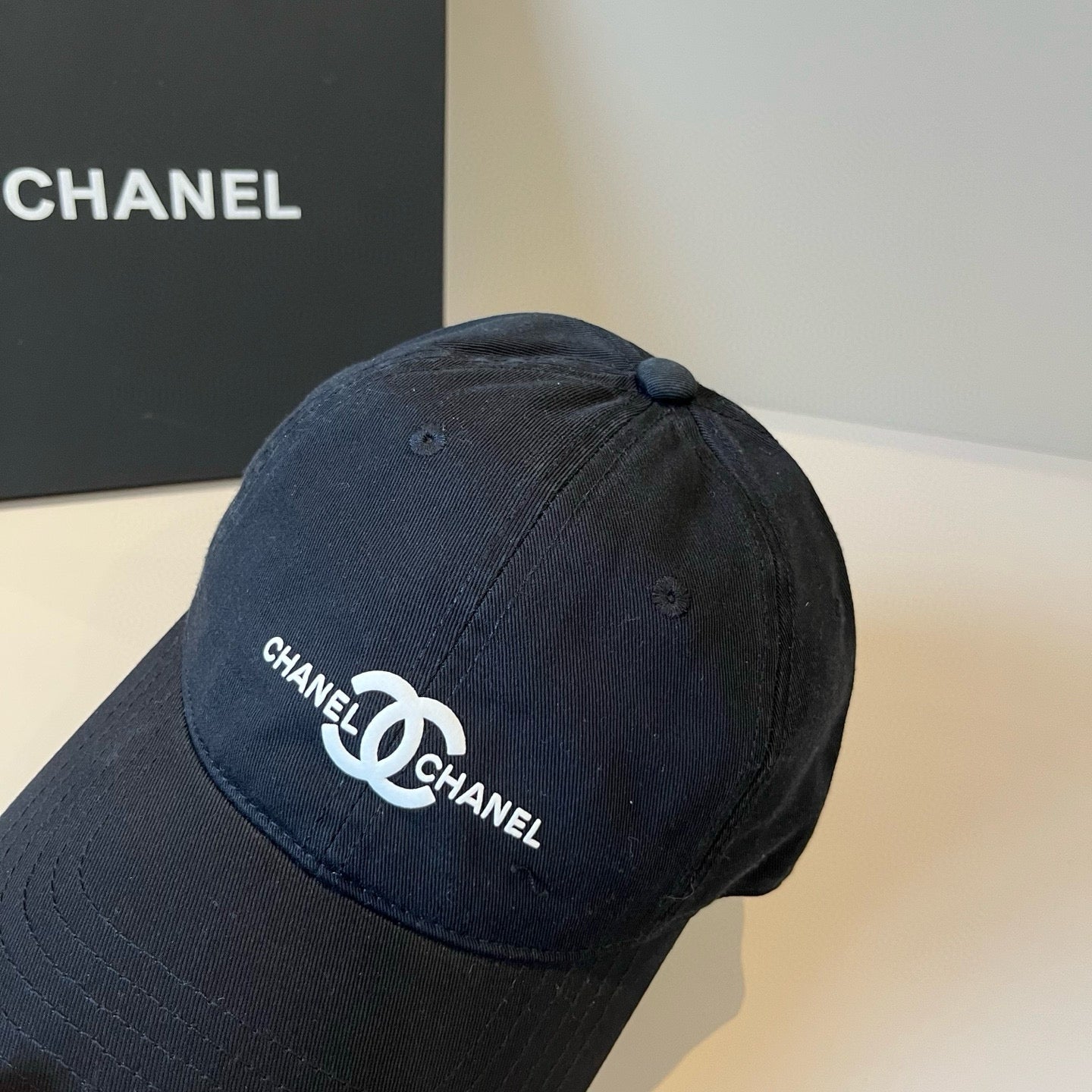 CHANEL BASEBALL HAT IN BLACK COTTON 672897
