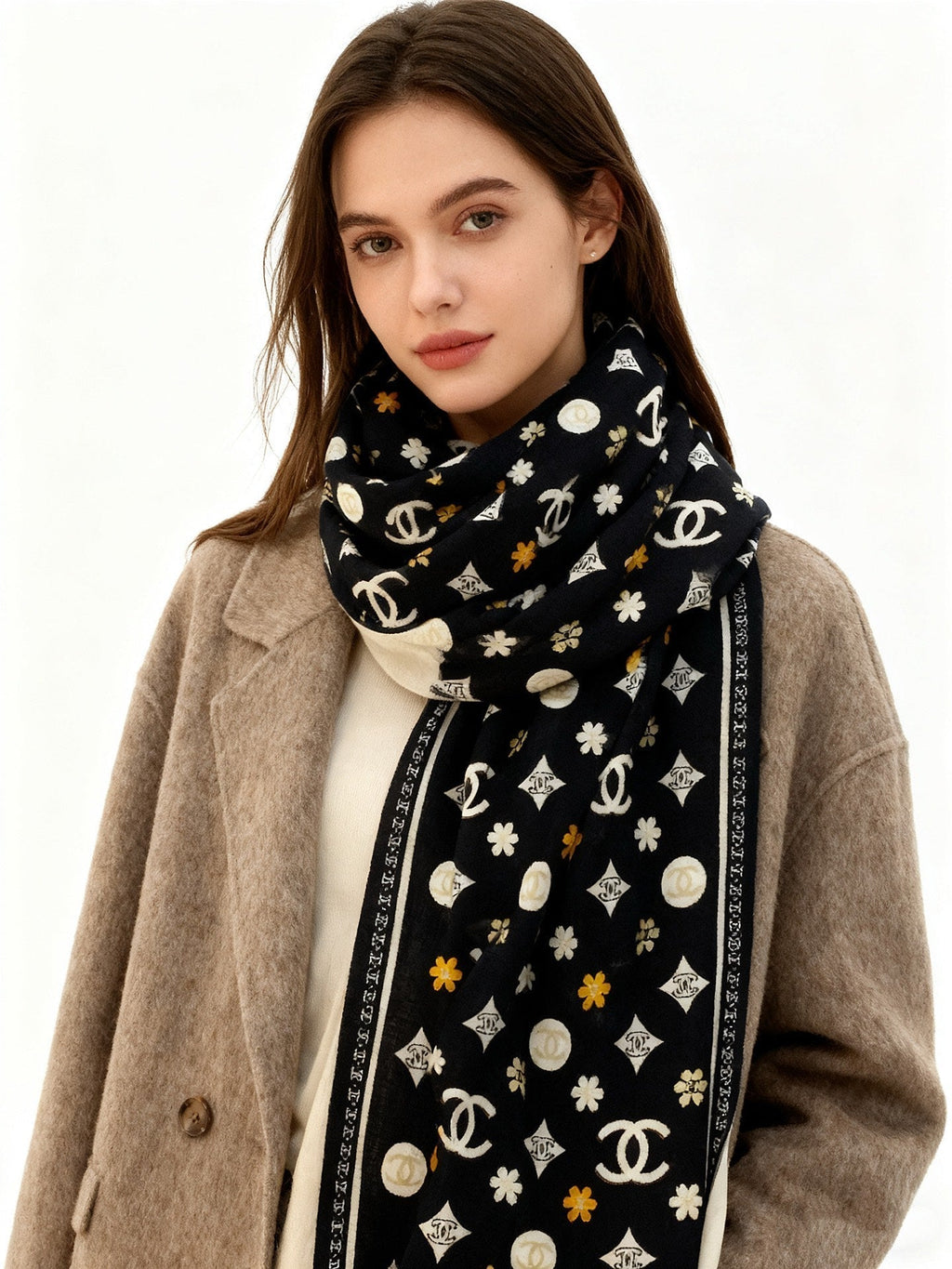 CHANEL 25S SCARF 140 IN CASHMERE 931509