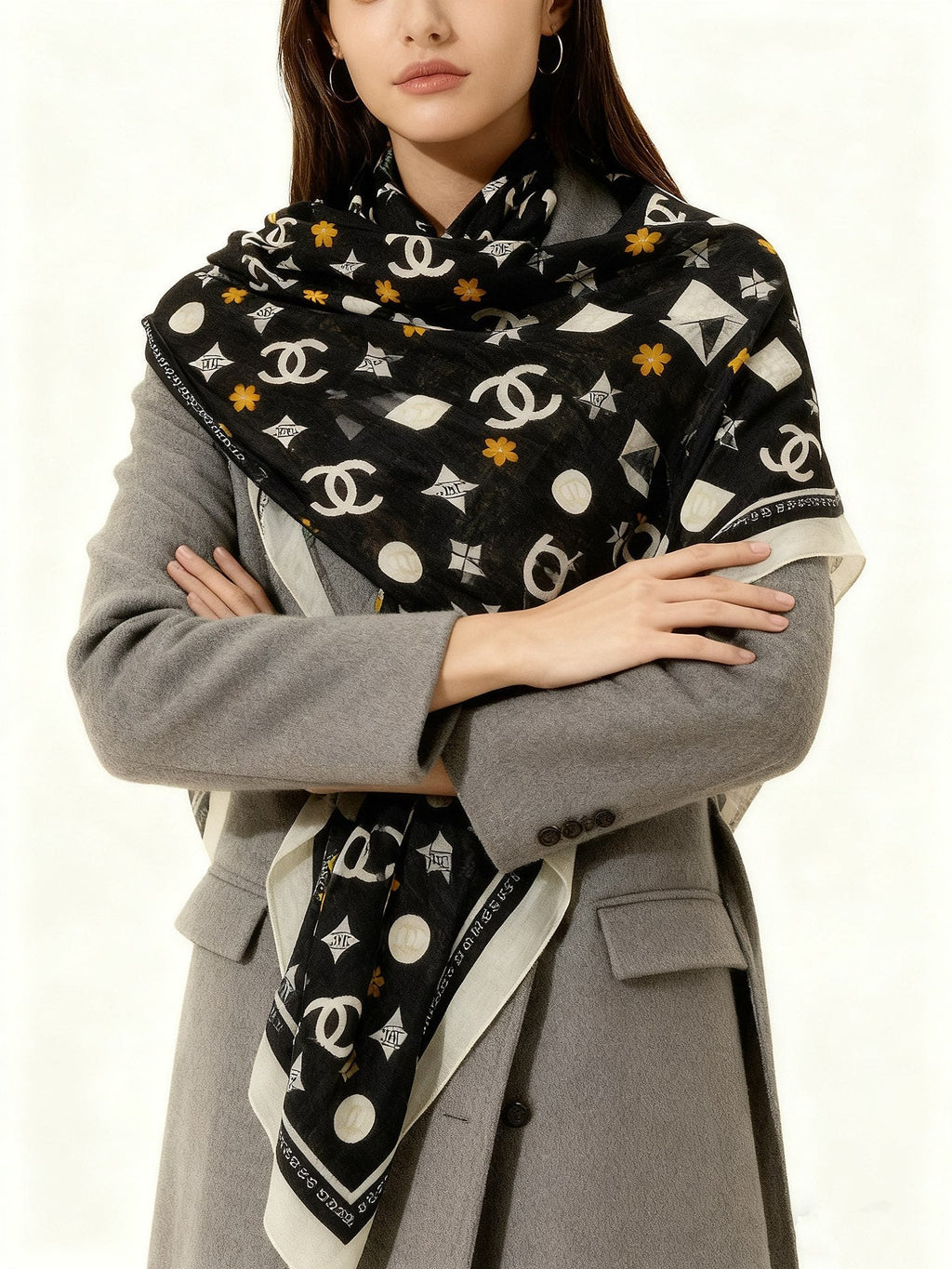 CHANEL 25S SCARF 140 IN CASHMERE 931509