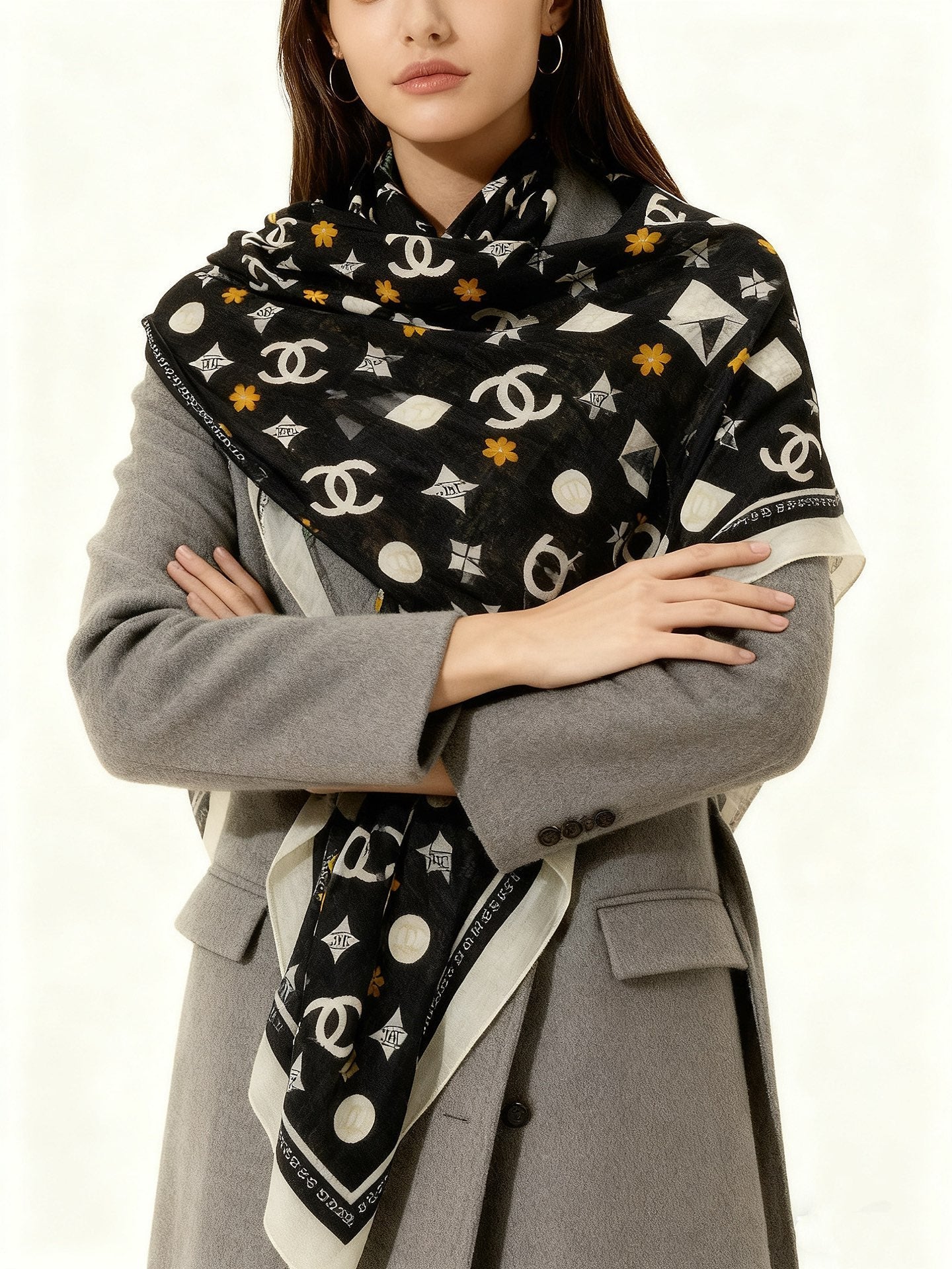 CHANEL 25S SCARF 140 IN CASHMERE 931509