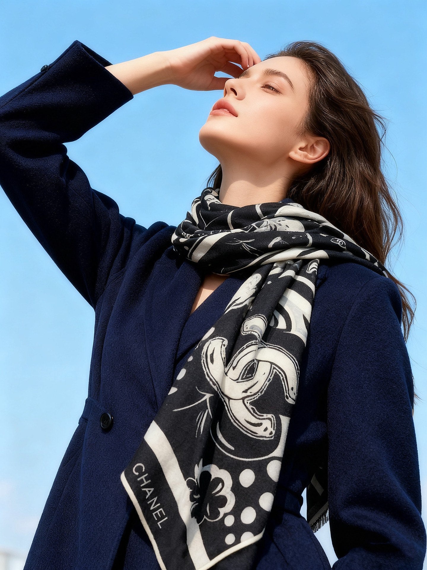 CHANEL 25S SCARF 140 IN SILK AND CASHMERE 931993