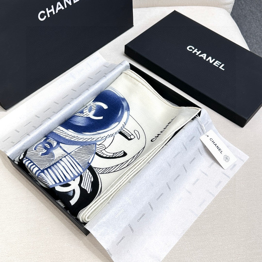 CHANEL 25S SCARF 140 IN CASHMERE SILK 642080