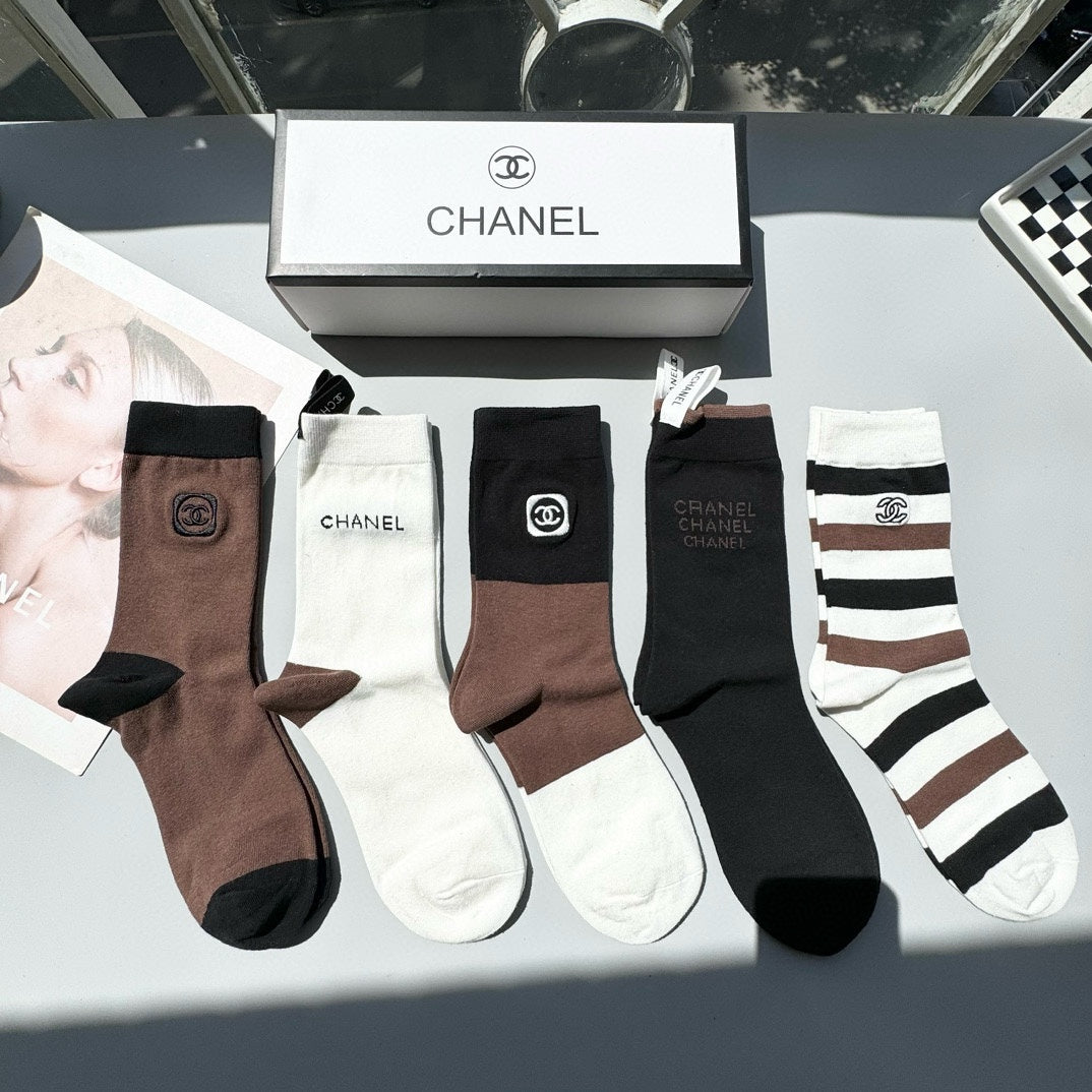 CHANEL CREW SOCKS 409457 ( 1 BOX )