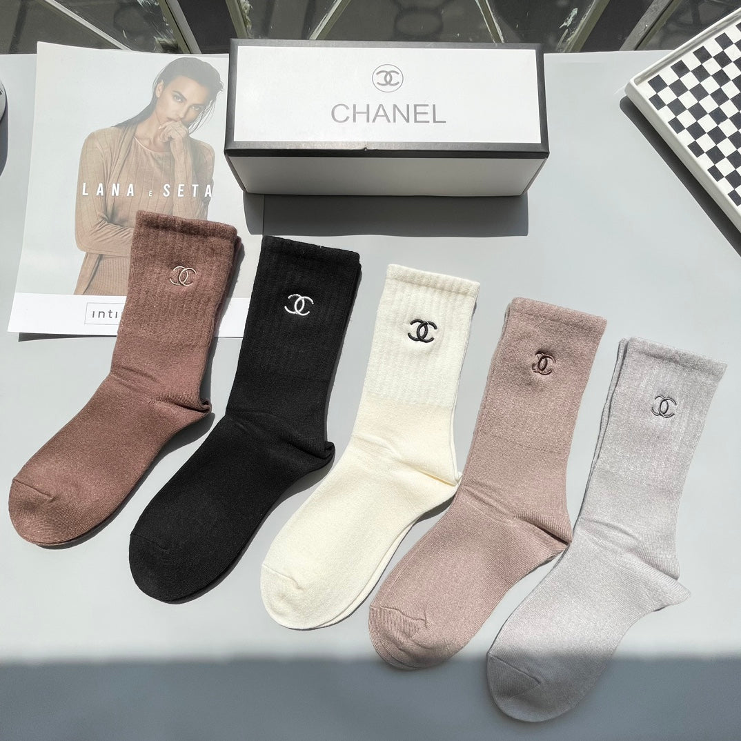 CHANEL CREW SOCKS 416054 ( 1 BOX )