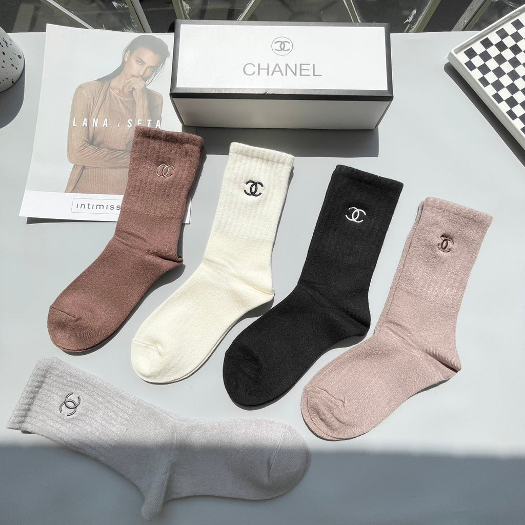 CHANEL CREW SOCKS 416054 ( 1 BOX )