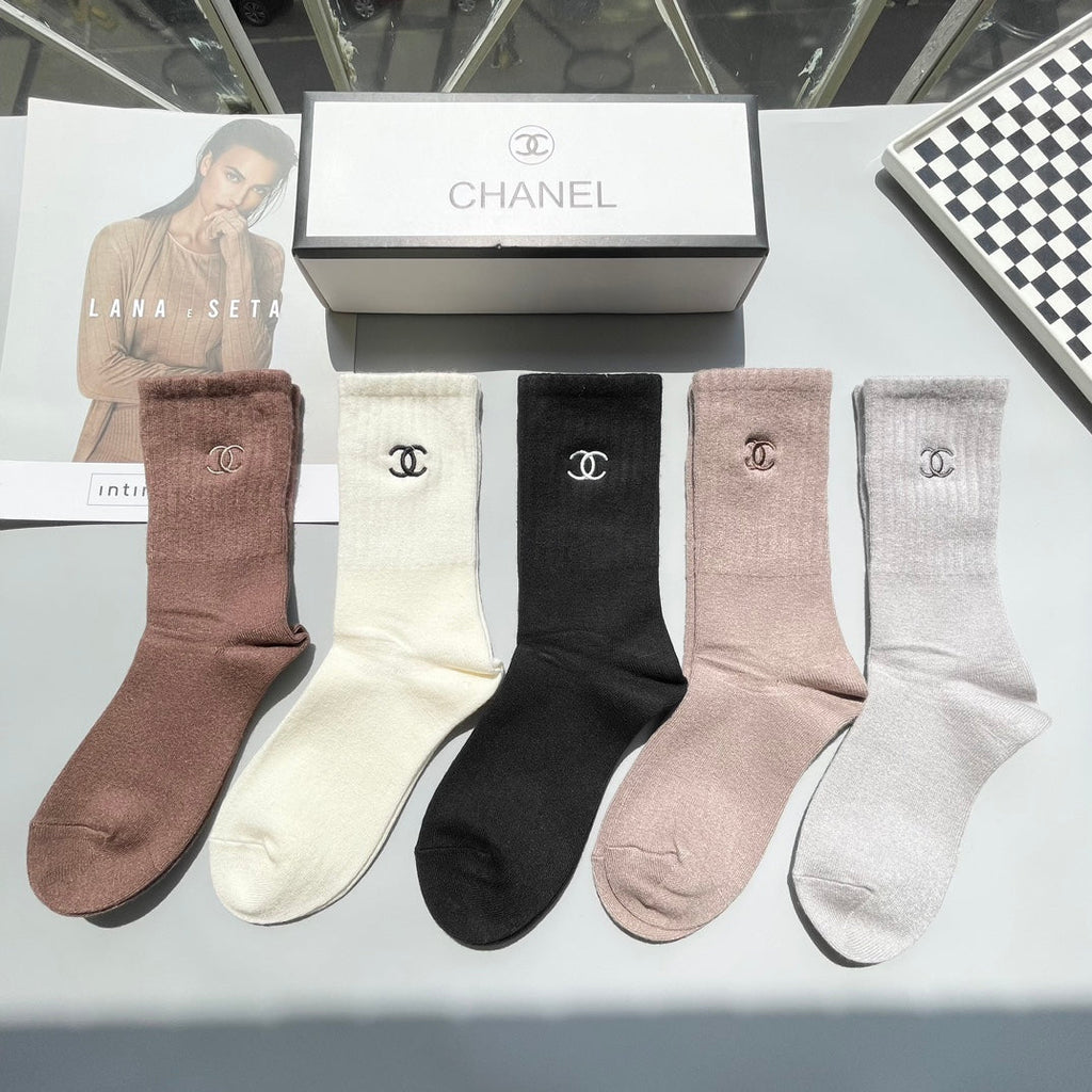 CHANEL CREW SOCKS 416054 ( 1 BOX )