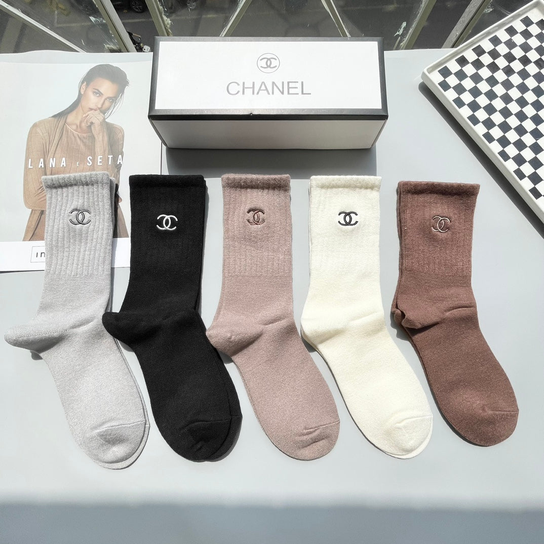 CHANEL CREW SOCKS 416054 ( 1 BOX )