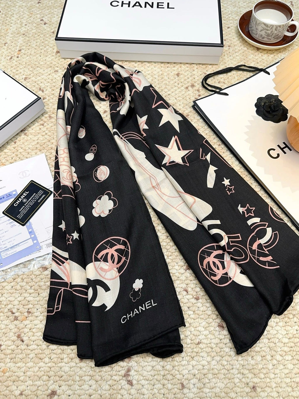 CHANEL 25S SCARF 140 CM IN CASHMERE SILK 943926